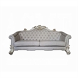 Pemberly Row 89 Inch Sofa 6 Pillows Tufted Ivory Fabric Pearl White