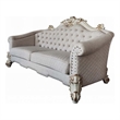 Pemberly Row 89 Inch Sofa 6 Pillows Tufted Ivory Fabric Pearl White