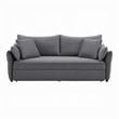 Pemberly Row 87 Inch Sofa with Full Size Pull Out Sleeper Wood in Gray Fabric