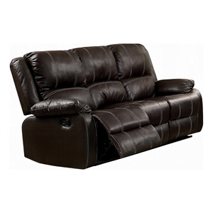 Pemberly Row Manual Recliner Sofa 3 Seater Plush Brown Faux Leather