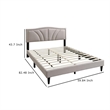 Pemberly Row Queen Size Bed Light Brown Burlap Upholstered Curved Headboard