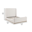Pemberly Row Queen Size Platform Bed Round Wingback Headboard Ivory Upholstery