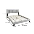 Pemberly Row Queen Size Bed LED Headboard Tufted Light Gray Wool Upholstery