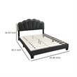 Pemberly Row Queen Size Bed Charcoal Gray Wool Upholstery LED Glam Arch