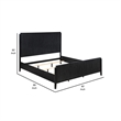 Pemberly Row California King Size Bed Fluted Panel Headboard Tapered Legs Black