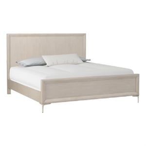 Pemberly Row King Bed with Metal Accents Natural Oak Brown Solid Rubberwood