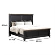 Pemberly Row Queen Bed Tall Headboard Farmhouse Legs in Black Oak Brown Wood