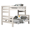 Pemberly Row Twin Full Bunk Bed with Ladder Brazilian Pine White Solid Wood