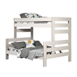 Pemberly Row Twin Full Bunk Bed with Ladder Brazilian Pine White Solid Wood