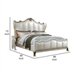 Pemberly Row California King Bed White Faux Leather Victorian Carved Silver