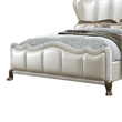 Pemberly Row California King Bed White Faux Leather Victorian Carved Silver