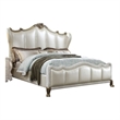 Pemberly Row California King Bed White Faux Leather Victorian Carved Silver