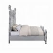 Pemberly Row King Size Bed Ornate Carving Platinum Faux Leather Upholstery