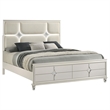 Pemberly Row Queen Size Bed Ivory Boucle Upholstered Headboard with 3D LED Light