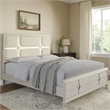 Pemberly Row Queen Size Bed Ivory Boucle Upholstered Headboard with 3D LED Light