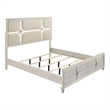 Pemberly Row Queen Size Bed Ivory Boucle Upholstered Headboard with 3D LED Light