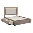 Pemberly Row Queen Bed Upholstered LED Headboard 4 Storage Drawers Brown