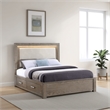 Pemberly Row King Bed Upholstered LED Headboard 4 Storage Drawers Brown