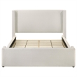 Pemberly Row Queen Platform Bed White Boucle Upholstered Wingback Headboard