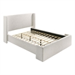 Pemberly Row Queen Platform Bed White Boucle Upholstered Wingback Headboard