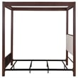 Pemberly Row Queen Canopy Bed with 4 Posts Beige Upholstery Brown Metal