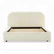 Pemberly Row Full Bed Low Profile Footboard Plush Beige Upholstered Panel