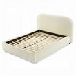Pemberly Row Full Bed Low Profile Footboard Plush Beige Upholstered Panel
