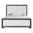 Pemberly Row Queen Size Bed Modern Upholstered in Black and White Solid Wood