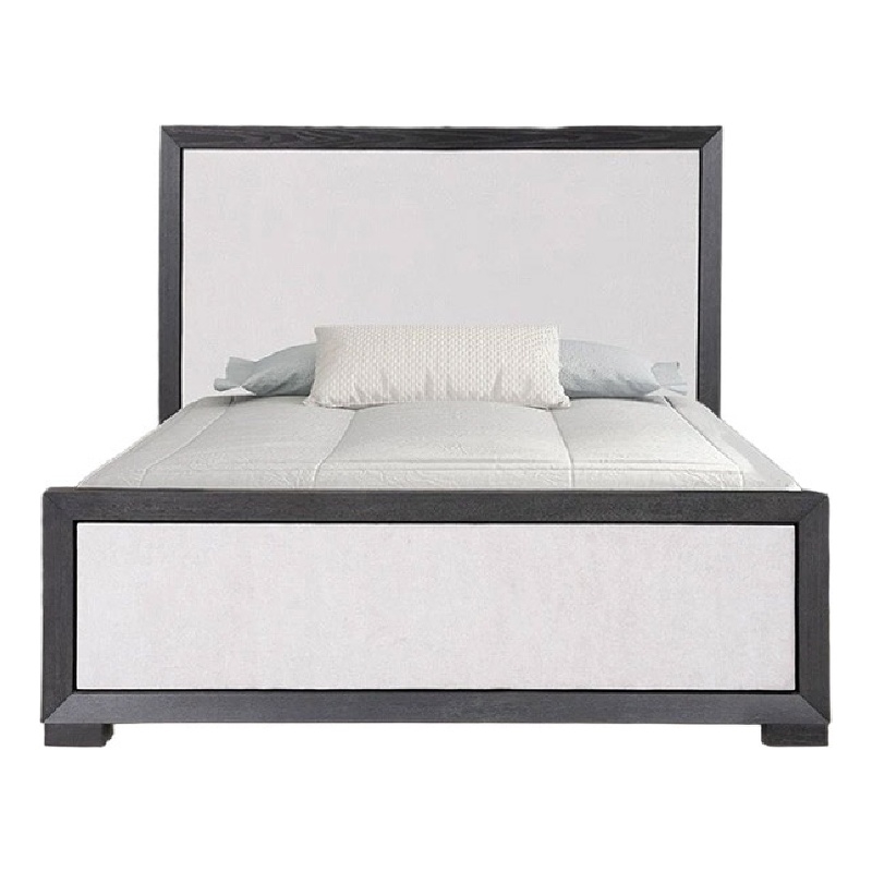 Pemberly Row Queen Size Bed Modern Upholstered in Black and White Solid Wood