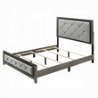 Pemberly Row King Bed with Gray Diamond Button Tufted Upholstery Modern Gray