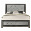 Pemberly Row King Bed with Gray Diamond Button Tufted Upholstery Modern Gray