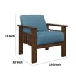 Pemberly Row 32 Inch Accent Chair Armchair Storage Arms in Blue Solid Rubberwood