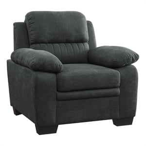Pemberly Row 36&quot Accent Chair in Dark Gray Polyester Foam Cushioned Solid Wood