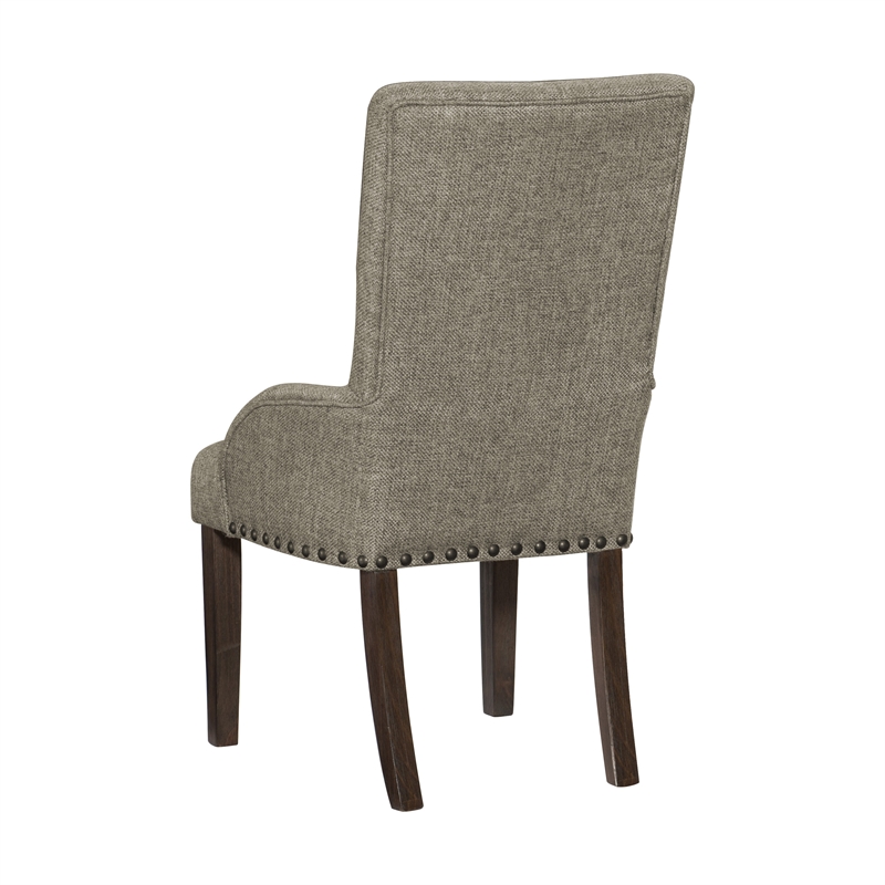 Pemberly Row 27 Inch Dining Armchair in Brown Polyester High Back Set of 2