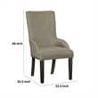 Pemberly Row 27 Inch Dining Armchair in Brown Polyester High Back Set of 2