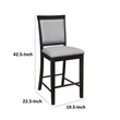 Pemberly Row 26 Inch Counter Height Chair in Gray Polyester Black Wood Set of 2