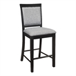 Pemberly Row 26 Inch Counter Height Chair in Gray Polyester Black Wood Set of 2