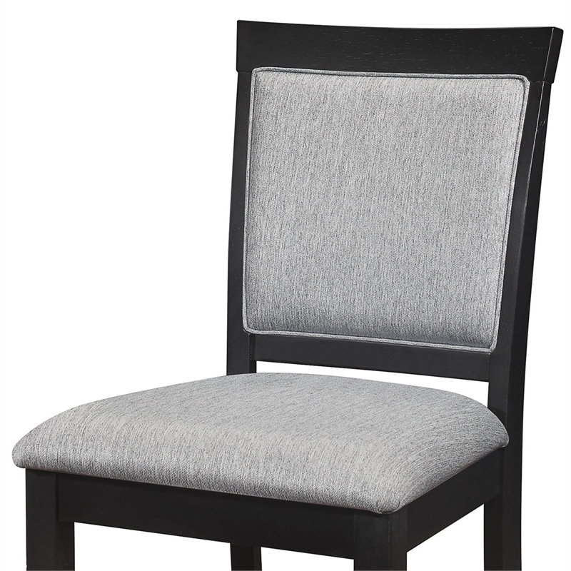 Pemberly Row 26 Inch Counter Height Chair in Gray Polyester Black Wood Set of 2