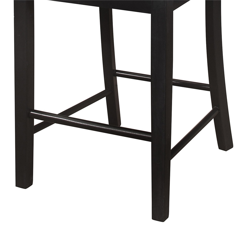Pemberly Row 26 Inch Counter Height Chair in Gray Polyester Black Wood Set of 2