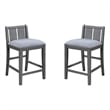 Pemberly Row 25 Inch Counter Height Chair Set of 2 in Gray Upholstery Solid Wood