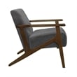 Pemberly Row 32 Inch Accent Armchair in Dark Gray Velvet Walnut Brown Solid Wood