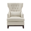 Pemberly Row 34 Inch Accent Armchair 1 Lumbar Pillow Gray Wingback Button Tufted