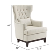 Pemberly Row 34 Inch Accent Armchair 1 Lumbar Pillow Gray Wingback Button Tufted