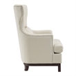 Pemberly Row 34 Inch Accent Armchair 1 Lumbar Pillow Gray Wingback Button Tufted