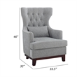 Pemberly Row 34 Inch Accent Armchair 1 Lumbar Pillow Gray Wingback Button Tufted