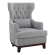 Pemberly Row 34 Inch Accent Armchair 1 Lumbar Pillow Gray Wingback Button Tufted