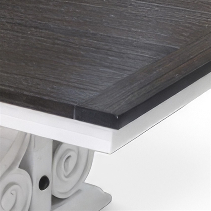 Pemberly Row 78 to 96 Inch Dining Table Extendable in White Brown Mahogany Wood