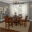 Pemberly Row Dining Table with Lazy Susan 2 Shelves 60 Inch Round Dark Brown