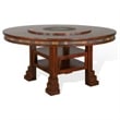 Pemberly Row Dining Table with Lazy Susan 2 Shelves 60 Inch Round Dark Brown