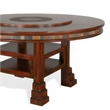 Pemberly Row Dining Table with Lazy Susan 2 Shelves 60 Inch Round Dark Brown